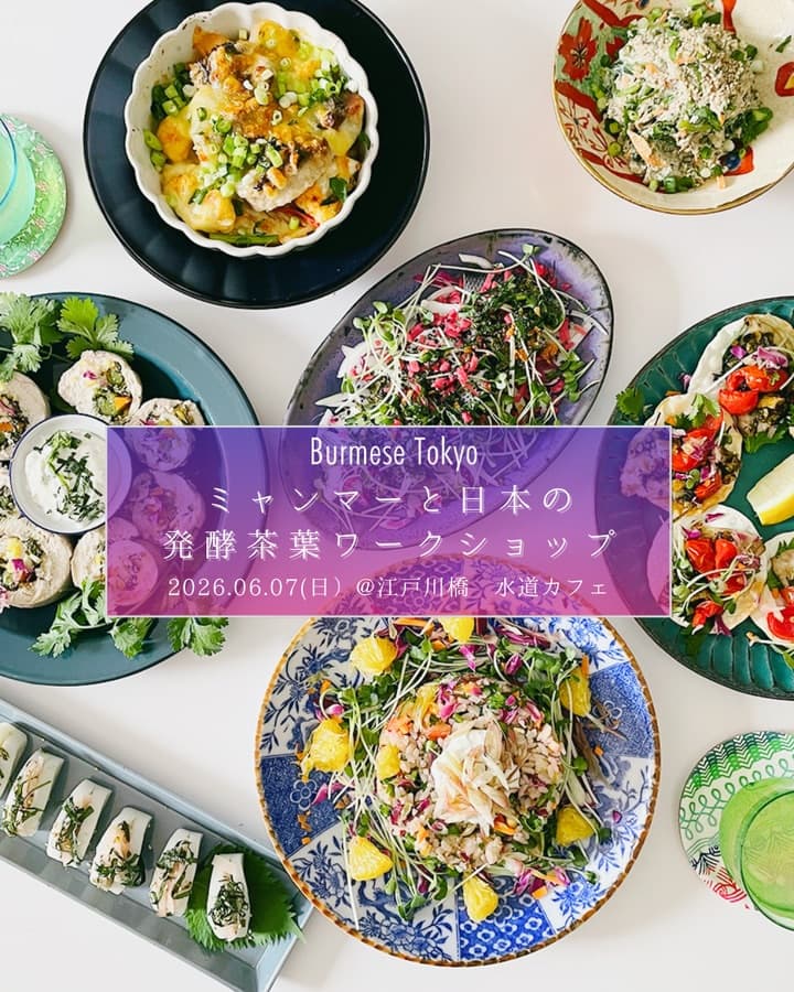 ミャンマー発酵茶葉ラペソー料理&日本茶葉ペースト作りワークショップ